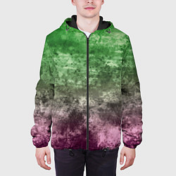Куртка с капюшоном мужская Абстракция - Фиолетово-зеленый бардак, цвет: 3D-черный — фото 2