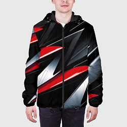 Куртка с капюшоном мужская Red black abstract, цвет: 3D-черный — фото 2