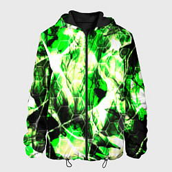 Куртка с капюшоном мужская Зелёные узоры джунгли, цвет: 3D-черный