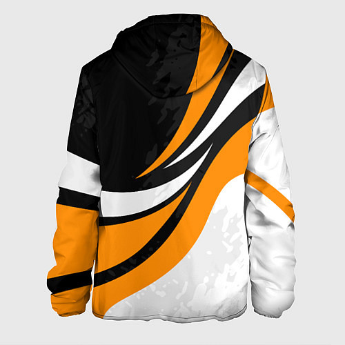 Мужская куртка Porsche - Оранжевая абстракция / 3D-Белый – фото 2