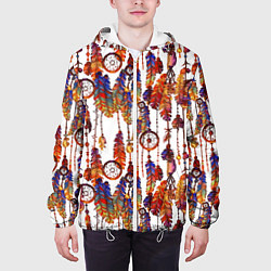 Куртка с капюшоном мужская Ловцы снов этническое искусство, цвет: 3D-белый — фото 2