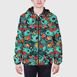 Куртка с капюшоном мужская Драконы с ёлками, цвет: 3D-черный — фото 2