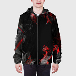 Куртка с капюшоном мужская Дым и текстуры, цвет: 3D-черный — фото 2