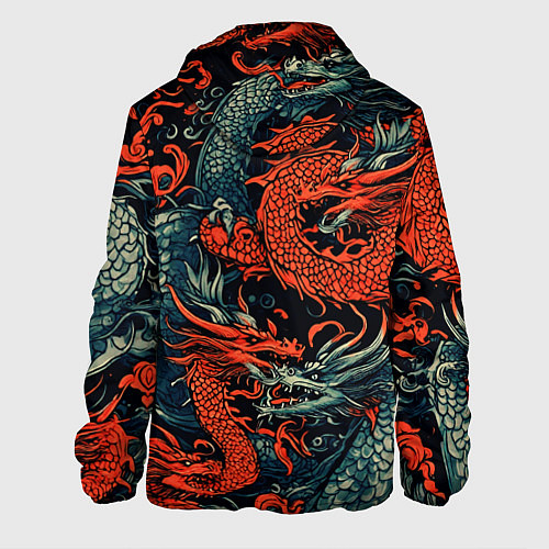 Мужская куртка Красный и серый дракон / 3D-Белый – фото 2