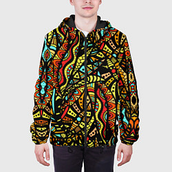 Куртка с капюшоном мужская Африканская живопись, цвет: 3D-черный — фото 2