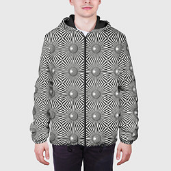 Куртка с капюшоном мужская Линии в квадрате, цвет: 3D-черный — фото 2