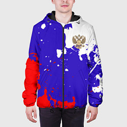 Куртка с капюшоном мужская Российский герб на триколоре, цвет: 3D-черный — фото 2