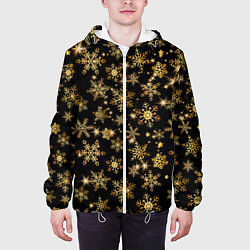 Куртка с капюшоном мужская Россыпи золотых снежинок, цвет: 3D-белый — фото 2