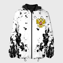Куртка с капюшоном мужская Герб РФ краски черные, цвет: 3D-черный