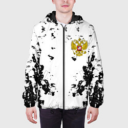 Куртка с капюшоном мужская Герб РФ краски черные, цвет: 3D-черный — фото 2