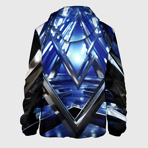 Мужская куртка Синяя и черная конструкция абстракция / 3D-Белый – фото 2