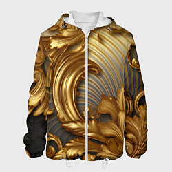 Куртка с капюшоном мужская Золотая текстура и абстракции, цвет: 3D-белый