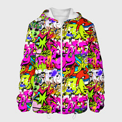 Куртка с капюшоном мужская Цветное граффити, цвет: 3D-белый