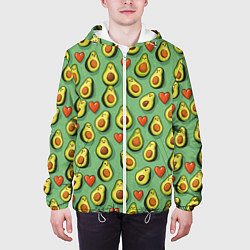 Куртка с капюшоном мужская Авокадо и сердечки, цвет: 3D-белый — фото 2