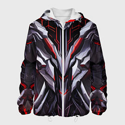 Куртка с капюшоном мужская Красная кибер броня модерн, цвет: 3D-белый