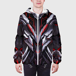 Куртка с капюшоном мужская Красная кибер броня модерн, цвет: 3D-белый — фото 2