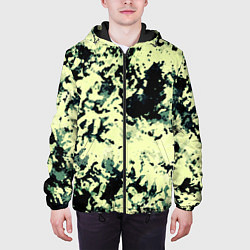 Куртка с капюшоном мужская Абстракция чёрный и бледно-зелёный, цвет: 3D-черный — фото 2