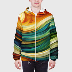 Куртка с капюшоном мужская Абстракция с солнцем, цвет: 3D-белый — фото 2