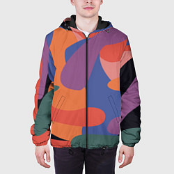 Куртка с капюшоном мужская Цветные кляксы, цвет: 3D-черный — фото 2
