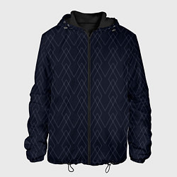 Куртка с капюшоном мужская Тёмный синий геометричные линии, цвет: 3D-черный