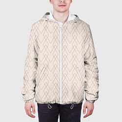 Куртка с капюшоном мужская Бежевый геометричные линии, цвет: 3D-белый — фото 2