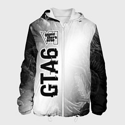 Куртка с капюшоном мужская GTA6 glitch на светлом фоне по-вертикали, цвет: 3D-белый