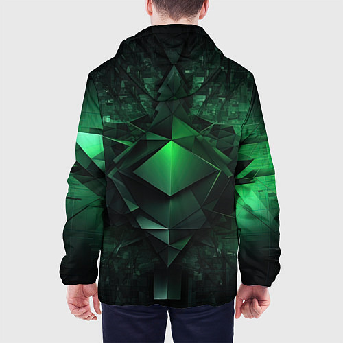 Мужская куртка Зеленая и черная абстракция геометрическая / 3D-Черный – фото 4