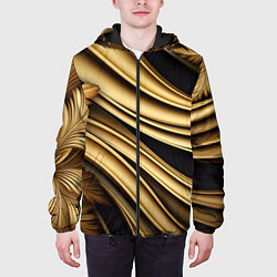 Куртка с капюшоном мужская Золотая объемная абстракция, цвет: 3D-черный — фото 2