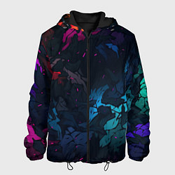 Куртка с капюшоном мужская Темная цветная абстракция пятнами, цвет: 3D-черный