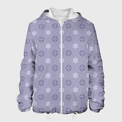 Куртка с капюшоном мужская Минималистичный фиолетовый орнамент, цвет: 3D-белый