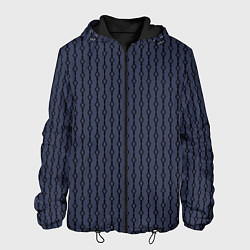 Куртка с капюшоном мужская Чёрный узор на серо-синем, цвет: 3D-черный