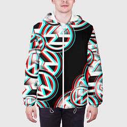 Куртка с капюшоном мужская Volkswagen glitch pattern, цвет: 3D-белый — фото 2