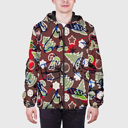 Куртка с капюшоном мужская Ёлочные игрушки, цвет: 3D-черный — фото 2