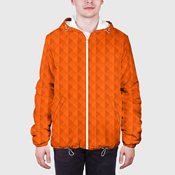 Куртка с капюшоном мужская Объёмные пирамиды сочный апельсиновый, цвет: 3D-белый — фото 2