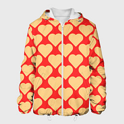 Куртка с капюшоном мужская Охристые сердца, цвет: 3D-белый