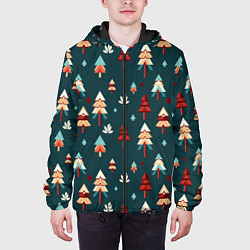 Куртка с капюшоном мужская Треугольные ёлки, цвет: 3D-черный — фото 2