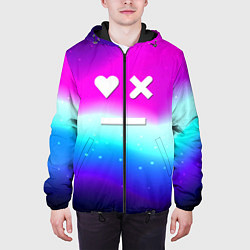 Куртка с капюшоном мужская Love death robots neon gradient serial, цвет: 3D-черный — фото 2