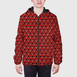 Куртка с капюшоном мужская Красные и чёрные треугольники, цвет: 3D-черный — фото 2