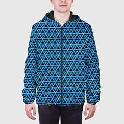 Куртка с капюшоном мужская Синие и чёрные треугольники, цвет: 3D-черный — фото 2