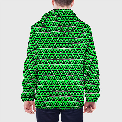 Мужская куртка Зелёные и чёрные треугольники / 3D-Черный – фото 4