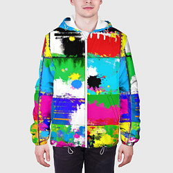 Куртка с капюшоном мужская Абстракция - пэчворк, цвет: 3D-белый — фото 2