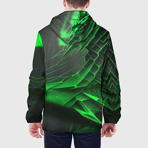 Мужская куртка Зелёная сеть на чёрном фоне / 3D-Черный – фото 4