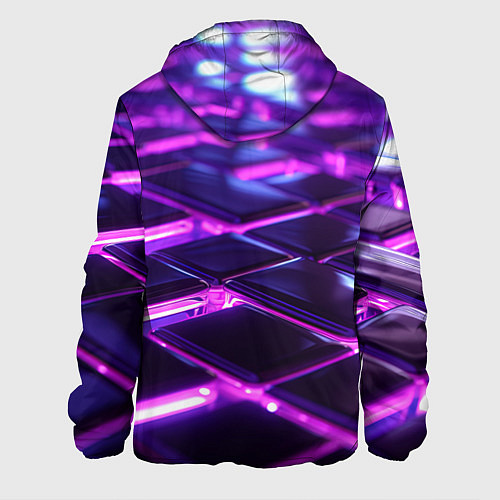 Мужская куртка Фиолетовая неоновая плитка / 3D-Белый – фото 2