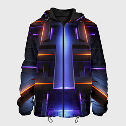 Куртка с капюшоном мужская Объемная неоновая конструкция, цвет: 3D-черный