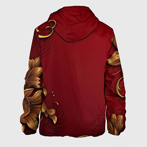 Мужская куртка Узоры золотые на красном фоне / 3D-Белый – фото 2