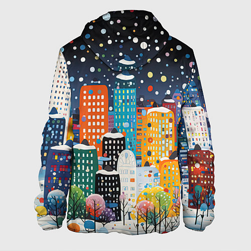 Мужская куртка Новогодний ночной город / 3D-Белый – фото 2