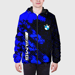 Куртка с капюшоном мужская BMW sport amg colors blue, цвет: 3D-черный — фото 2