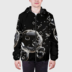 Куртка с капюшоном мужская Пузыри на черном, цвет: 3D-черный — фото 2