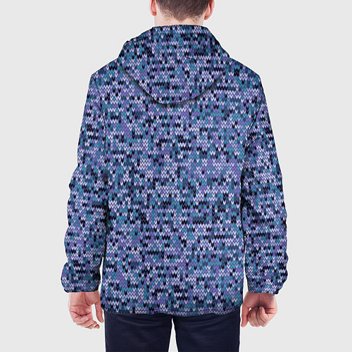 Мужская куртка Синий узор вязанного трикотажного полотна / 3D-Черный – фото 4