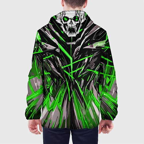 Мужская куртка Череп и зелёные полосы / 3D-Черный – фото 4